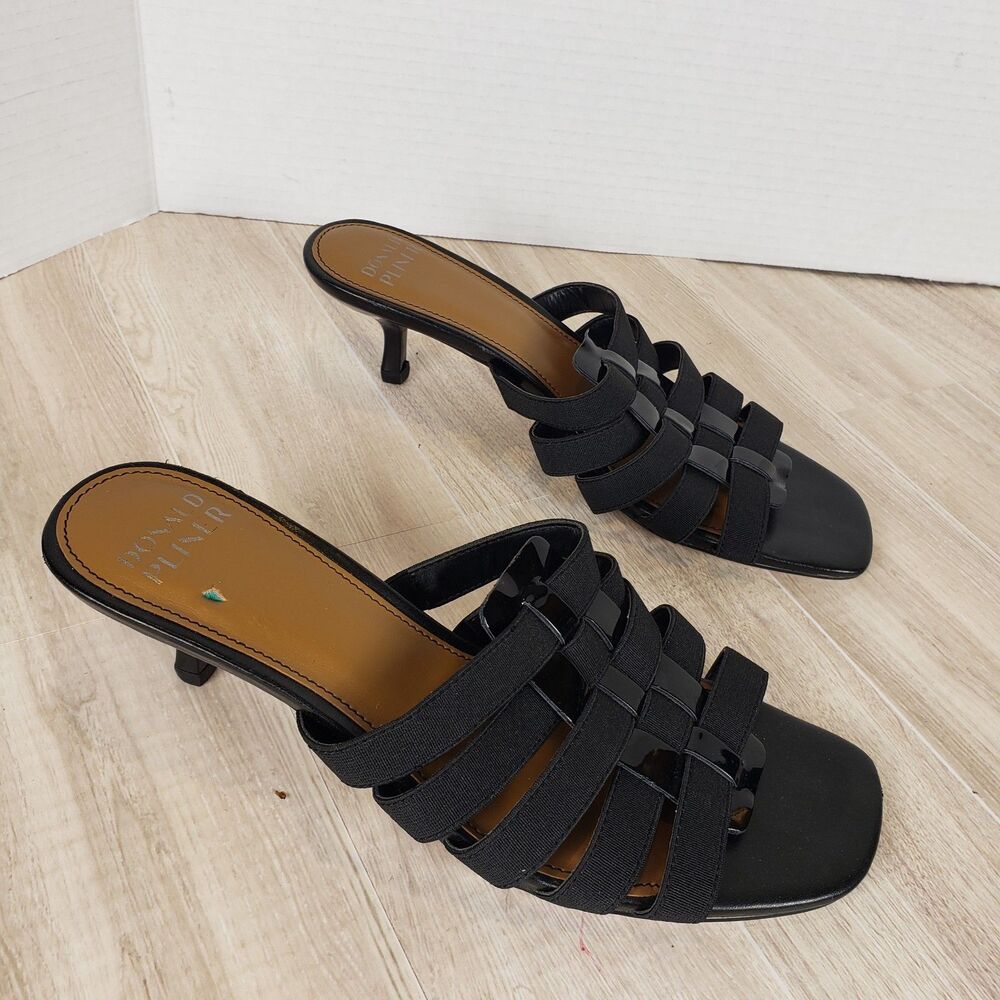Donald J Pliner Black Leather Woven Sandals Women’s Size 8M Slip‑On Comfort